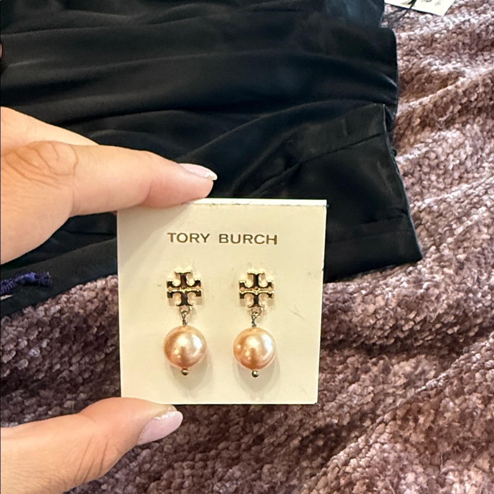 Tory Burch crystal pearl drop earring
